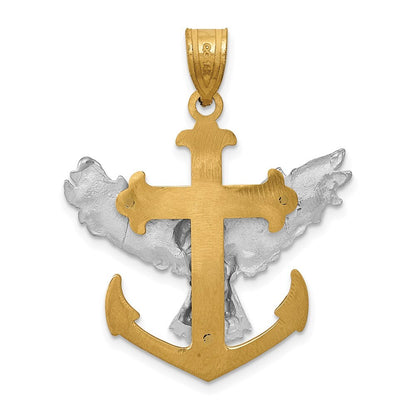 14k Two-tone Gold Mariners Cross Eagle Pendant for Women