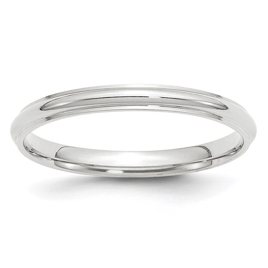 14k White Gold 2.5mm Half Round with Edge Wedding Band Size 5