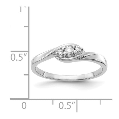 14k White Gold 3-stone Diamond Ring Size 7