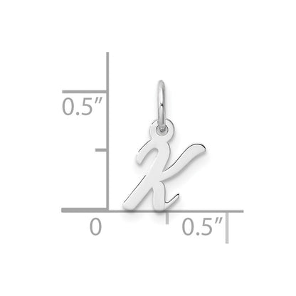 14k White Gold Small Script Letter K Initial Charm Pendant