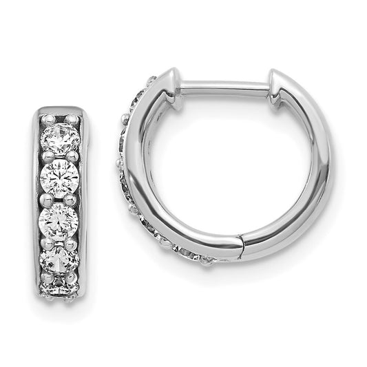 14k White Gold Diamond Hinged Hoop Earrings