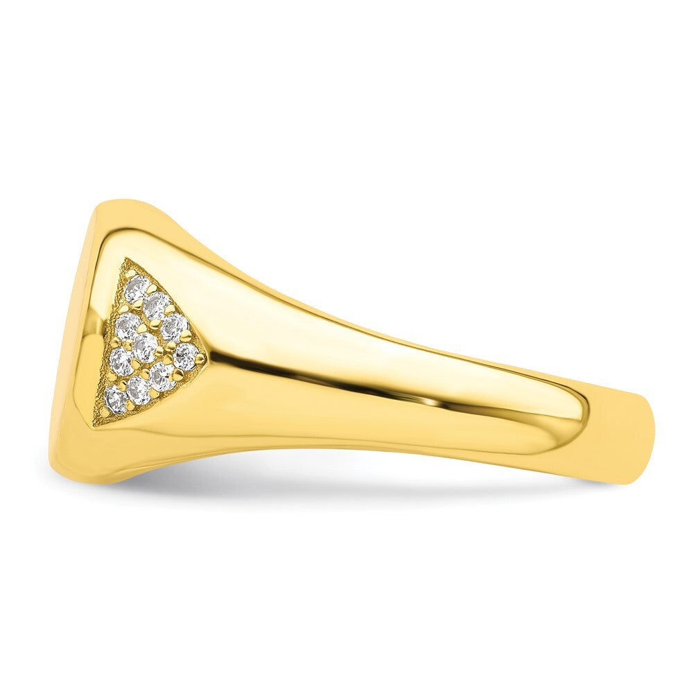 Sterling Silver CZ Gold-tone Signet Ring Size 6