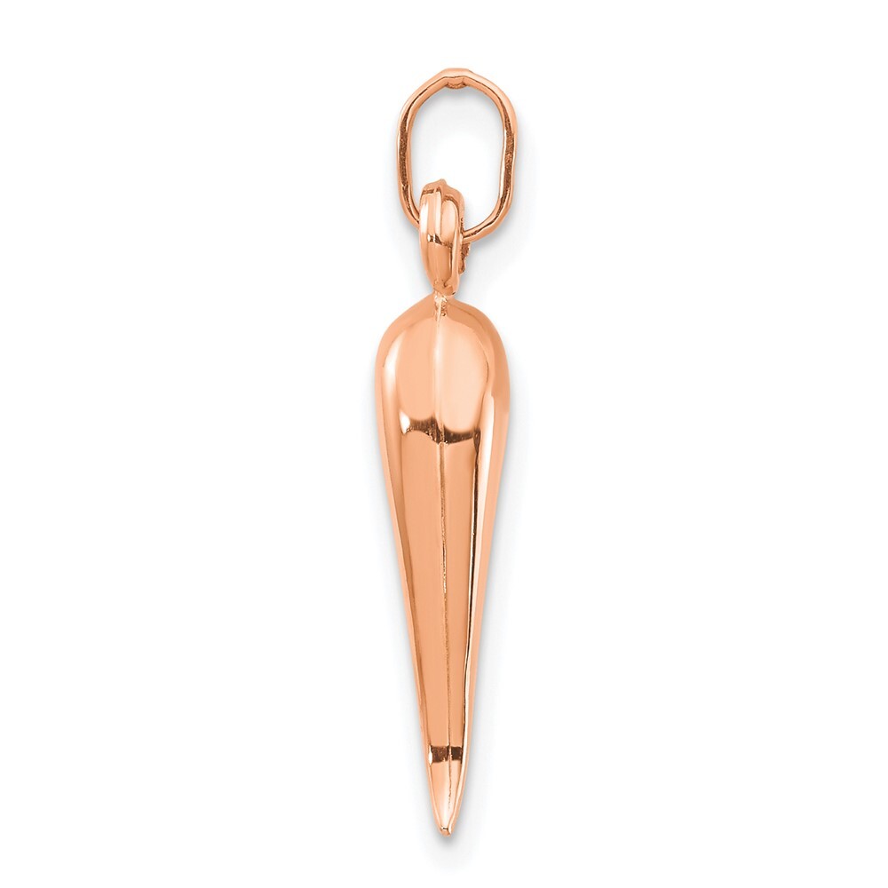 14k Rose Gold 3D Italian Horn Charm Pendant for Women