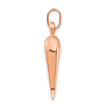 14k Rose Gold 3D Italian Horn Charm Pendant for Women