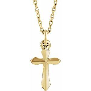 14k Yellow Gold Cross Pendant Necklace 18"