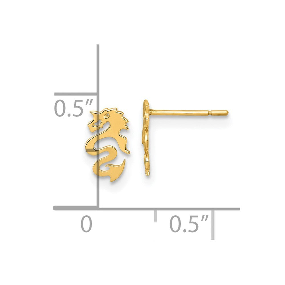 14k Yellow Gold Polished Dragon Earrings