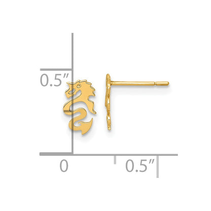 14k Yellow Gold Polished Dragon Earrings