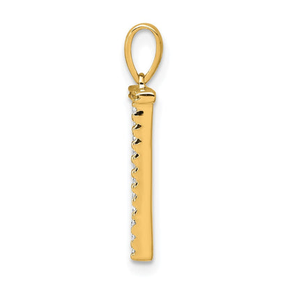 14k Yellow Gold Diamond Letter T Initial Pendant