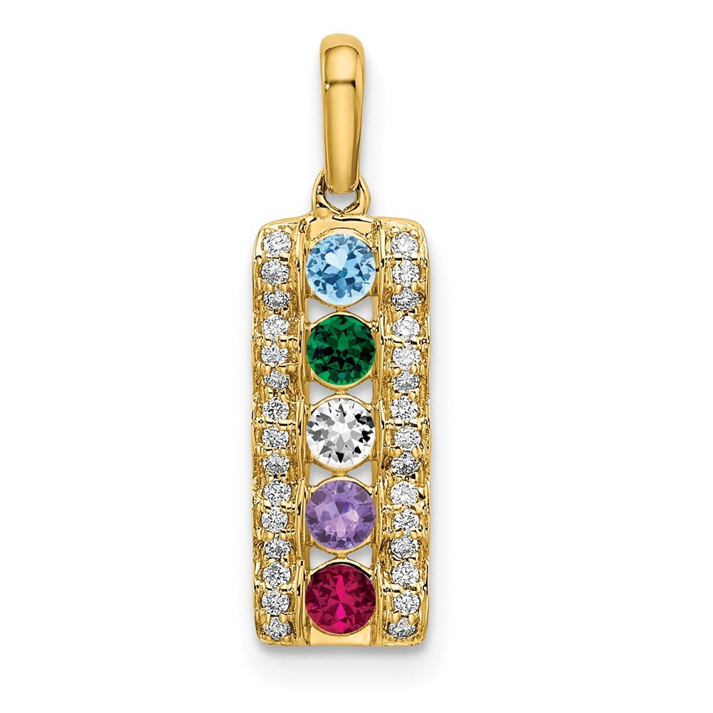 14k Yellow Gold Family Jewelry Diamond Semi-Set Pendant for Women