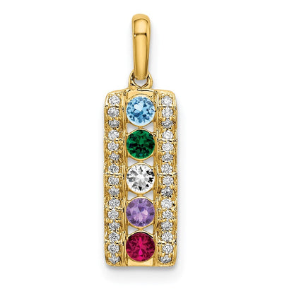 14k Yellow Gold Family Jewelry Diamond Semi-Set Pendant for Women