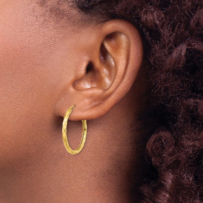 14k Yellow Gold Polished Faceted 2.5mm Hoop Earrings