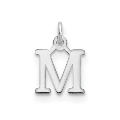14k White Gold Cutout Letter M Initial Pendant for Women