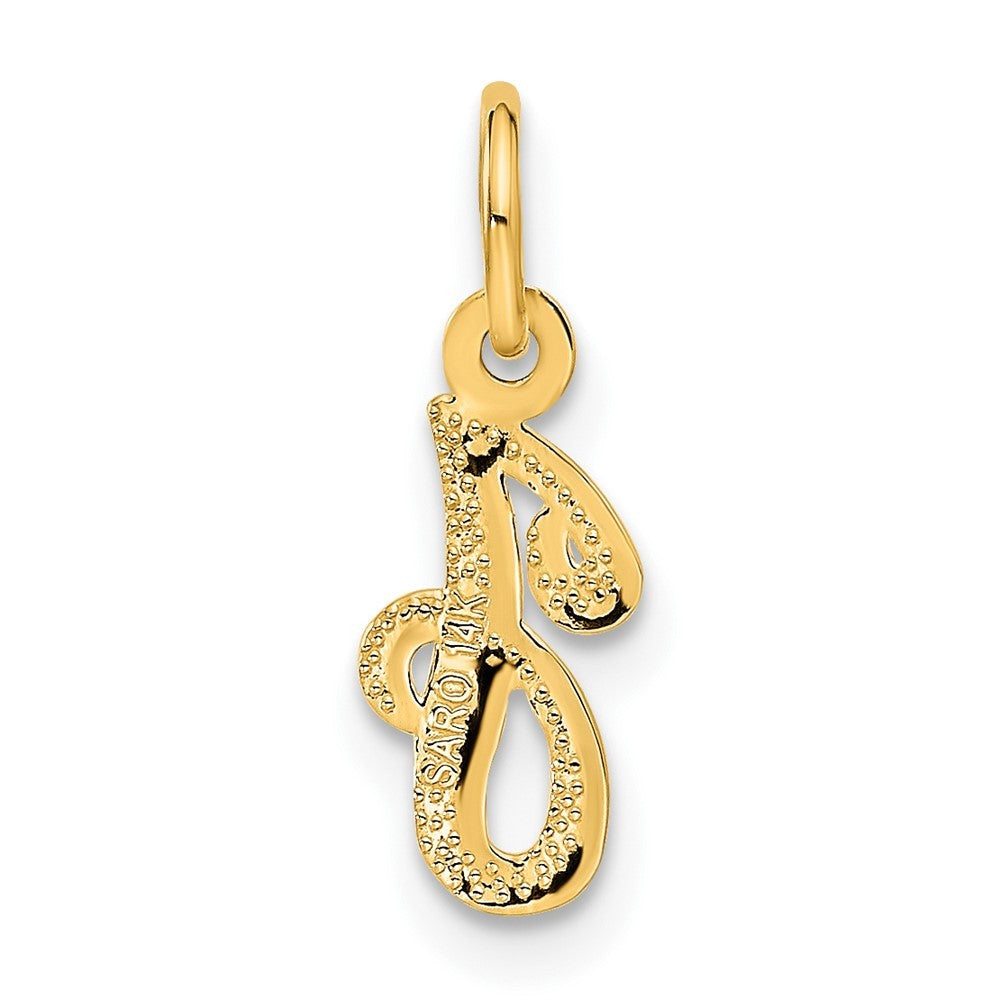 14k Yellow Gold Script Letter J Initial Charm