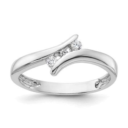 Sterling Silver Rhodium Plated Cubic Zirconia Ring Size 6