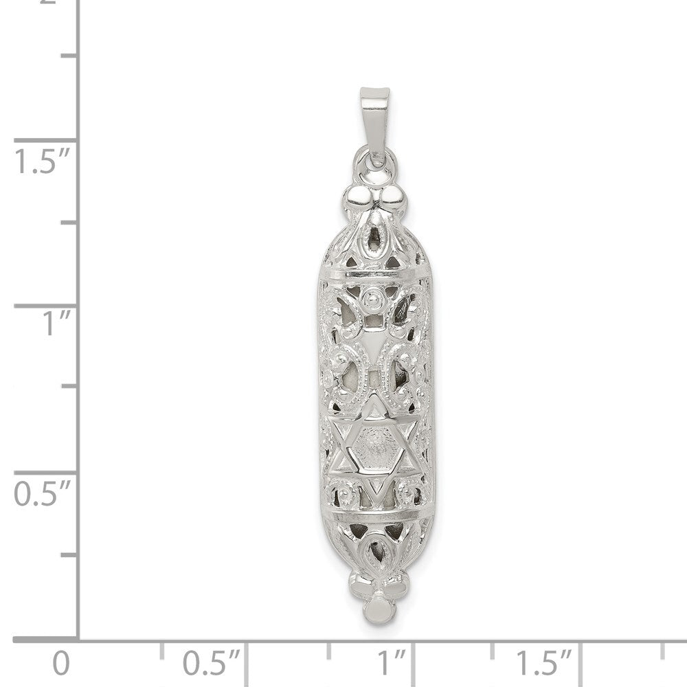 Sterling Silver Fancy Mezuzah Pendant Holiday Gift for Women