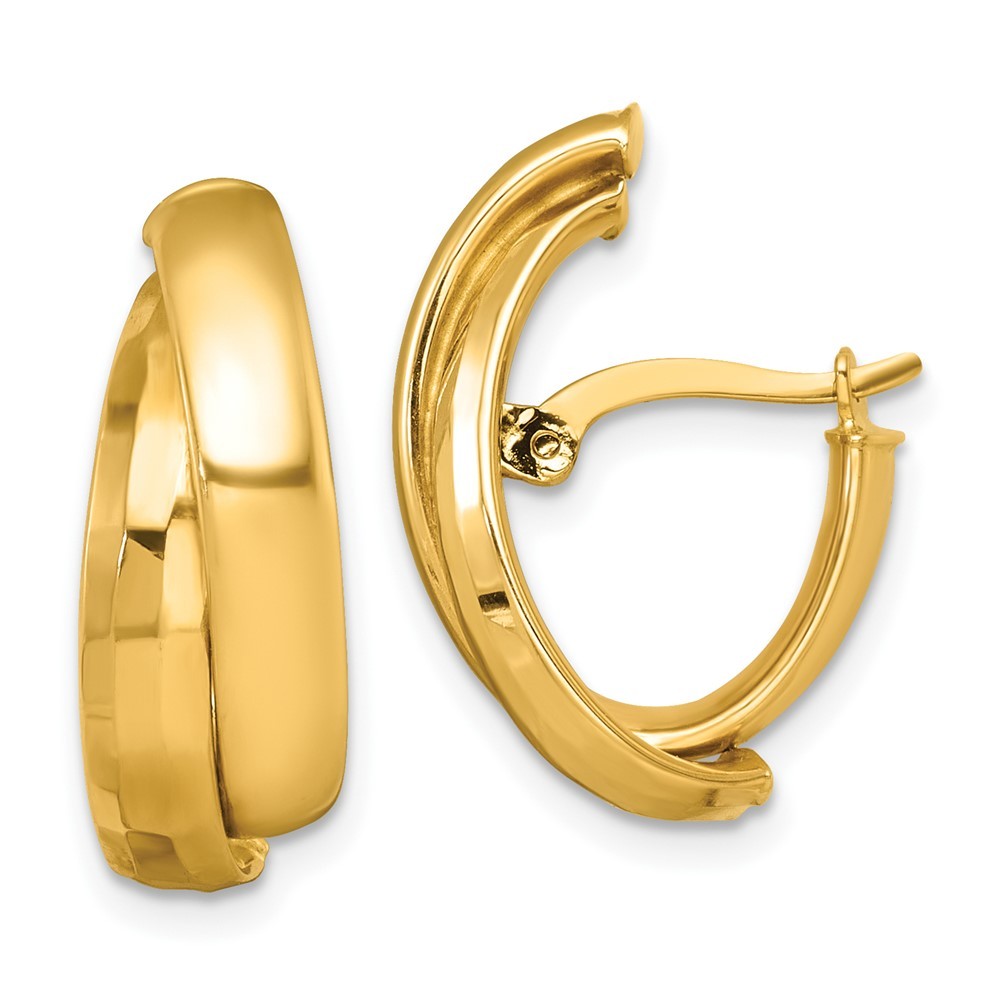 14k Yellow Gold Polished Fancy Double J-Hoop Earrings
