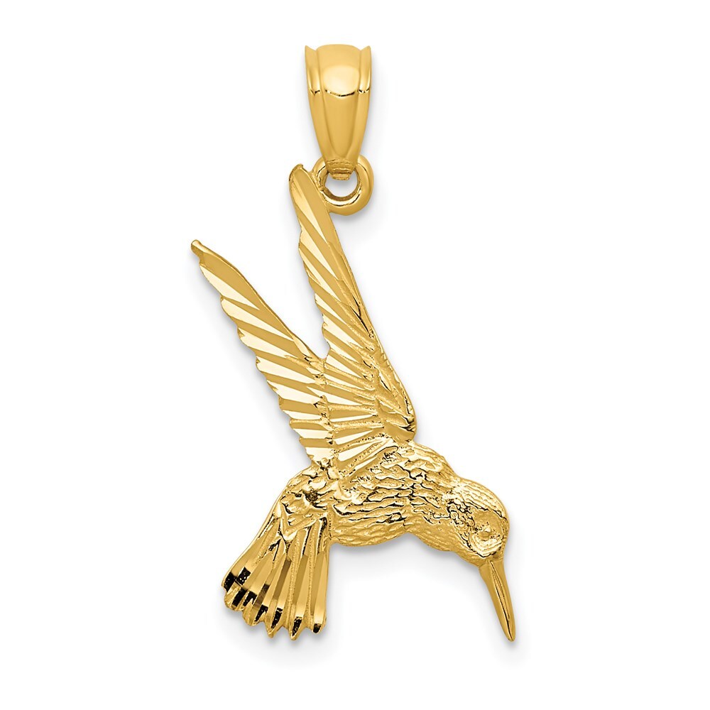 14k Yellow Gold Hummingbird Pendant for Women