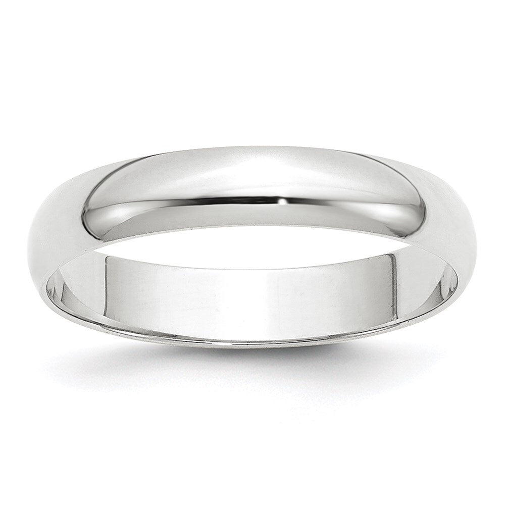 14k White Gold 4mm Lightweight Half Round Wedding Band Size 13
