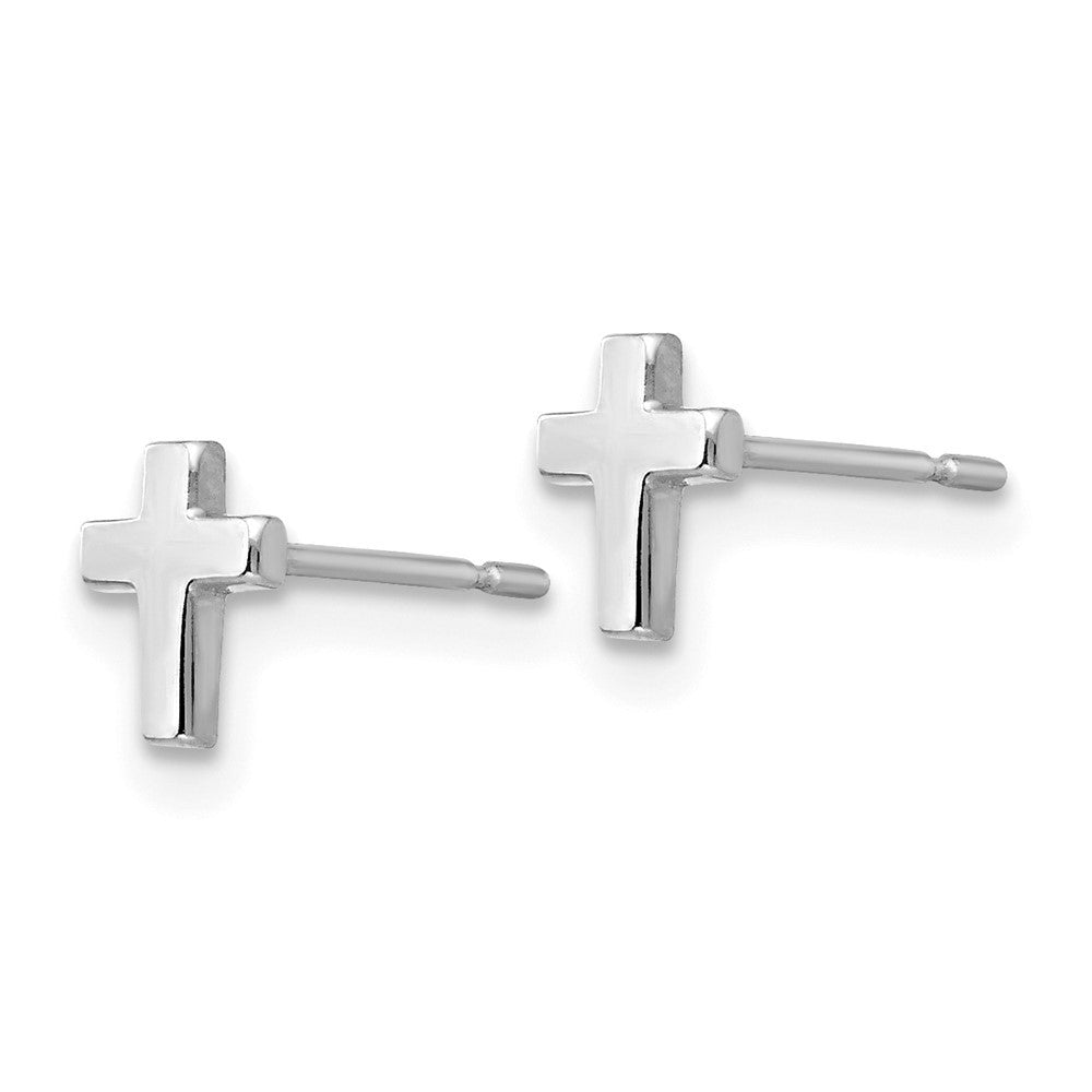 14k White Gold Children's Cross Earrings