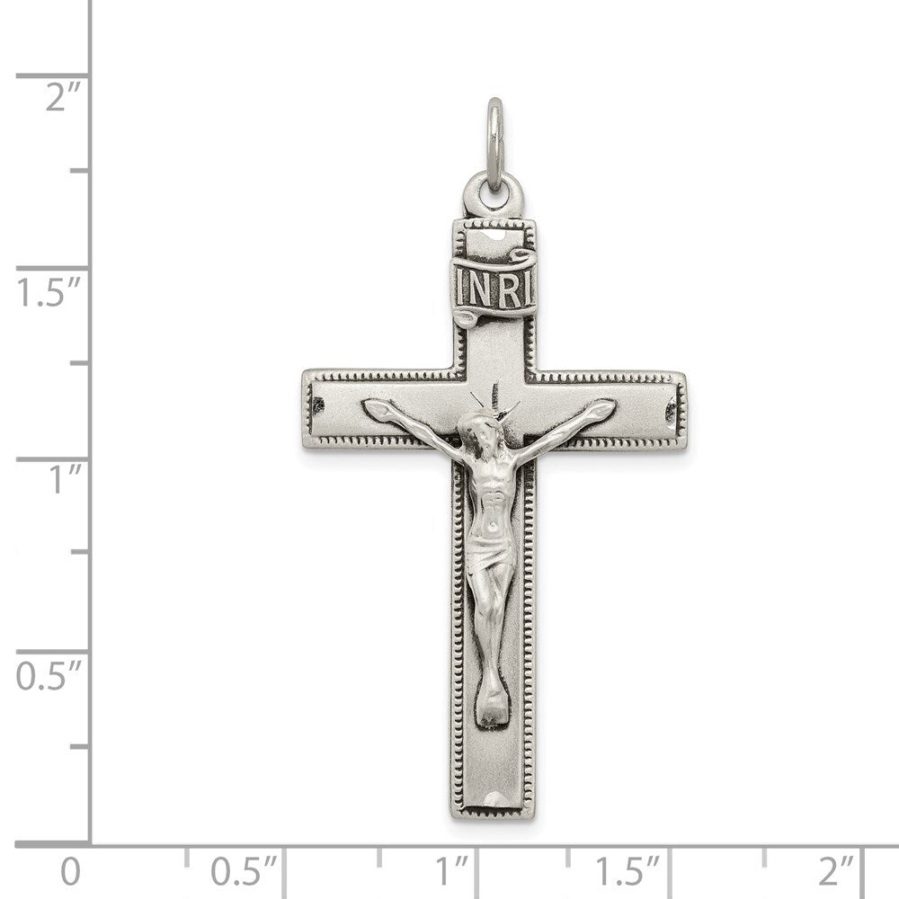 Sterling Silver INRI Crucifix Cross Prayer Pendant