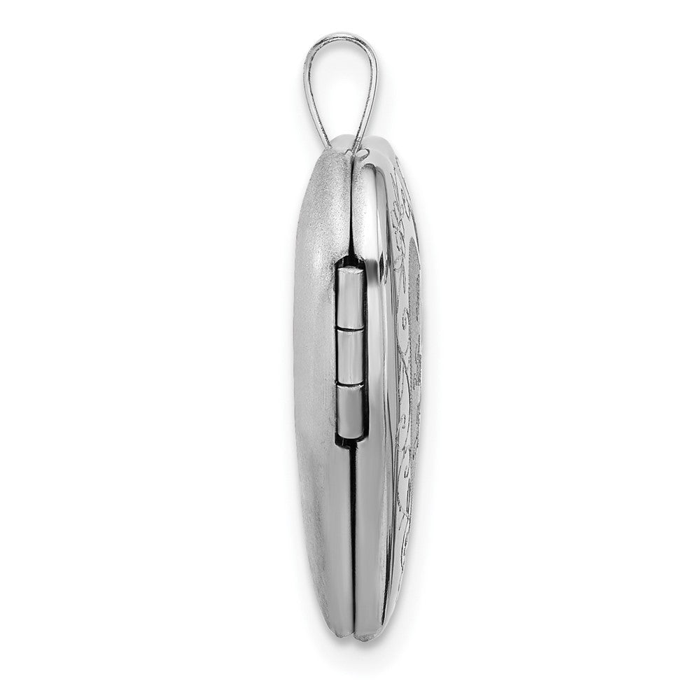 Sterling Silver Rh-plate Polish Satin Epoxy 20mm I Love You Rose Locket