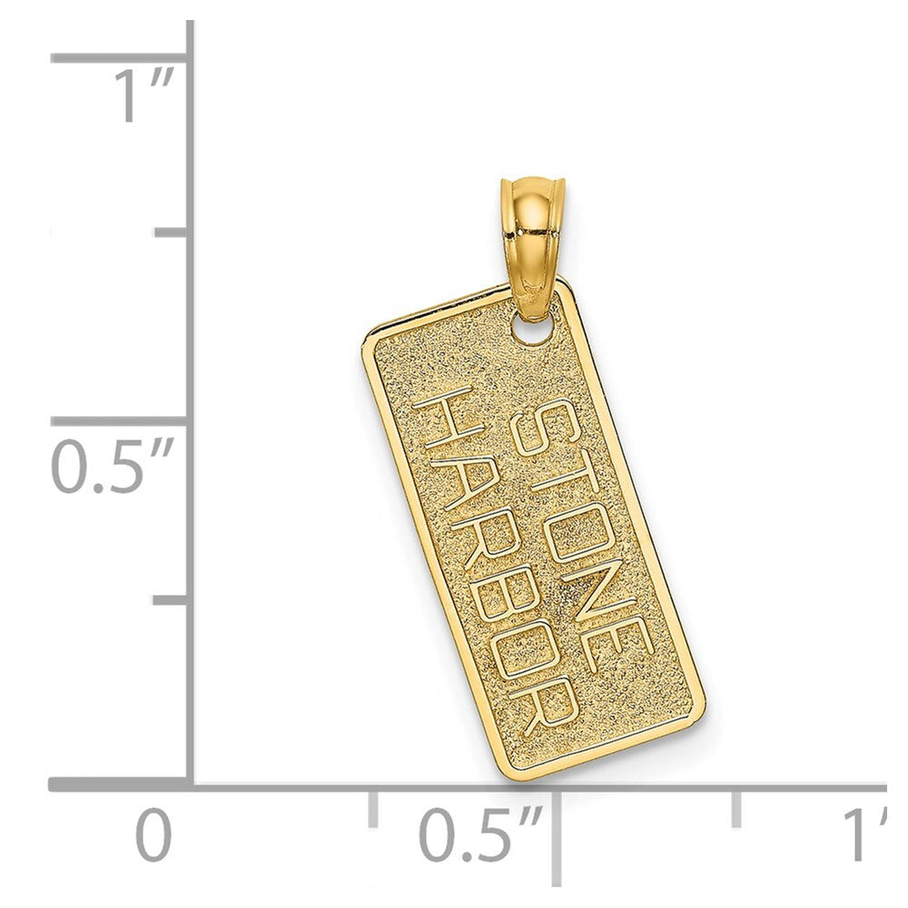 14k Yellow Gold Textured STONE HARBOR License Plate Pendant for Women