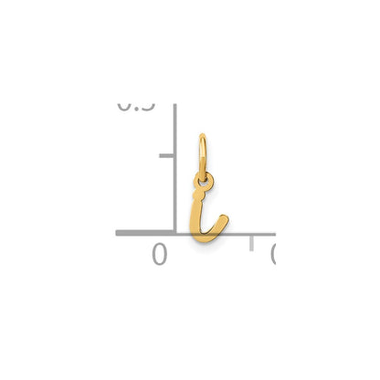 14k Yellow Gold Lower case Letter I Initial Charm Pendant