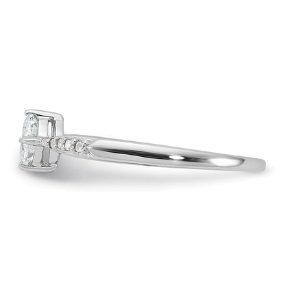 Sterling Silver Rhodium-plated Polished and Square Shaped CZ Ring