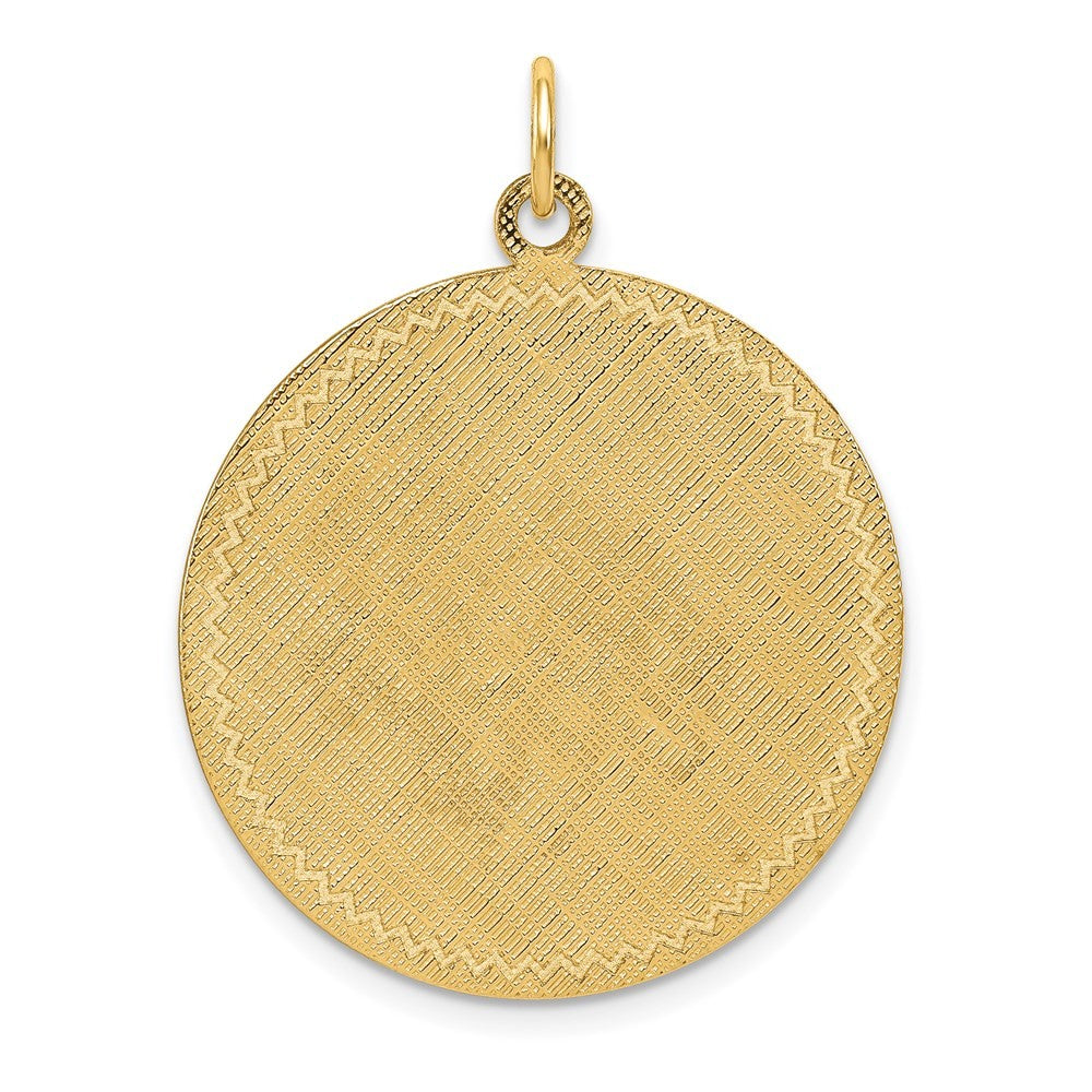 14k Yellow Gold Patterned .018 Gauge Circular Engravable Disc w Satin Back