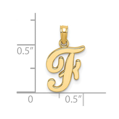 14k Yellow Gold Script Letter F Initial Pendant