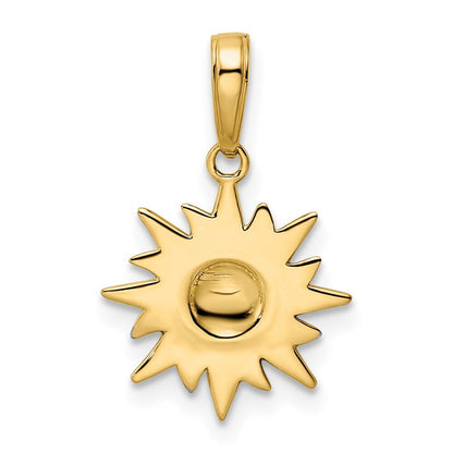 14k Yellow Gold & White Rhodium Diamond-Cut Sun Pendant for Women