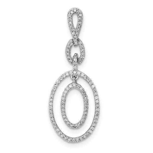 Sterling Silver Rhodium Diamond Oval Pendant