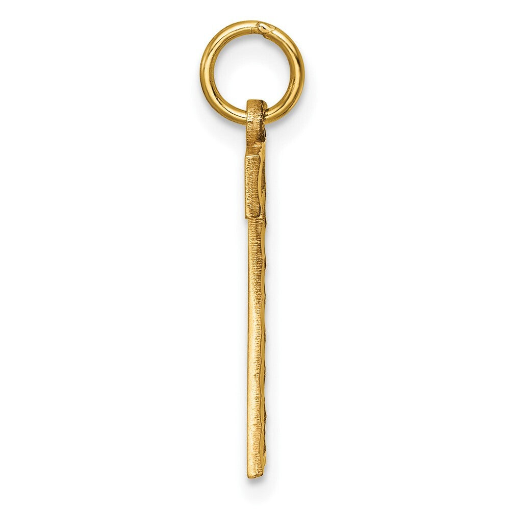 14k Yellow Gold Large Brushed Diamond-cut Number 7 Charm Pendant for Women