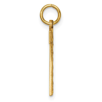 14k Yellow Gold Large Brushed Diamond-cut Number 7 Charm Pendant for Women