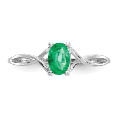 14k White Gold Emerald Birthstone Ring