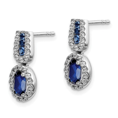 14k White Gold Diamond and Sapphire Drop & Dangle Earrings