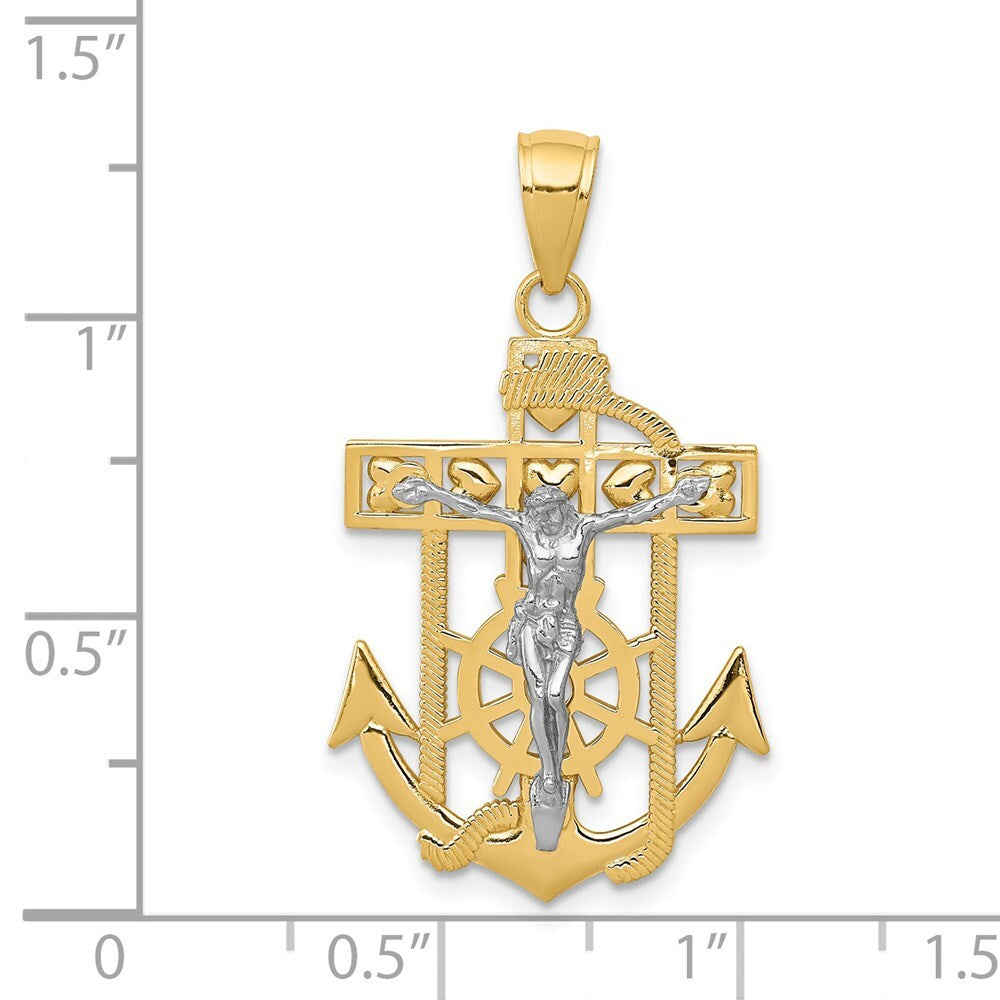 14k Two-tone Gold Mariner's Crucifix Pendant for Women