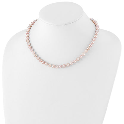 Sterling Silver Rhodium-plated 6-7mm Purple Cultured Pearl Necklace 24"