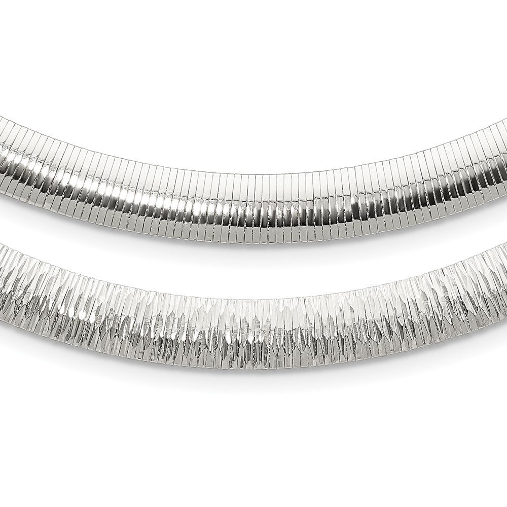 Sterling Silver 8mm Polished Cubetto/Diamond-Cut Reversible Necklace