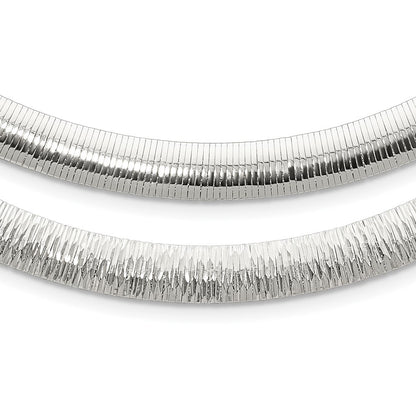 Sterling Silver 8mm Polished Cubetto/Diamond-Cut Reversible Necklace