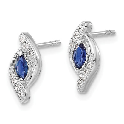14k White Gold Diamond and Sapphire Earrings