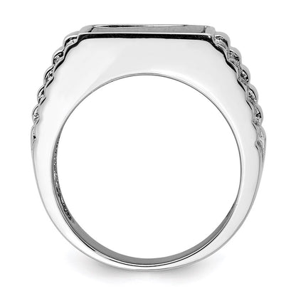 Sterling Silver Rhodium-plated Men's Onyx Ring Size 11