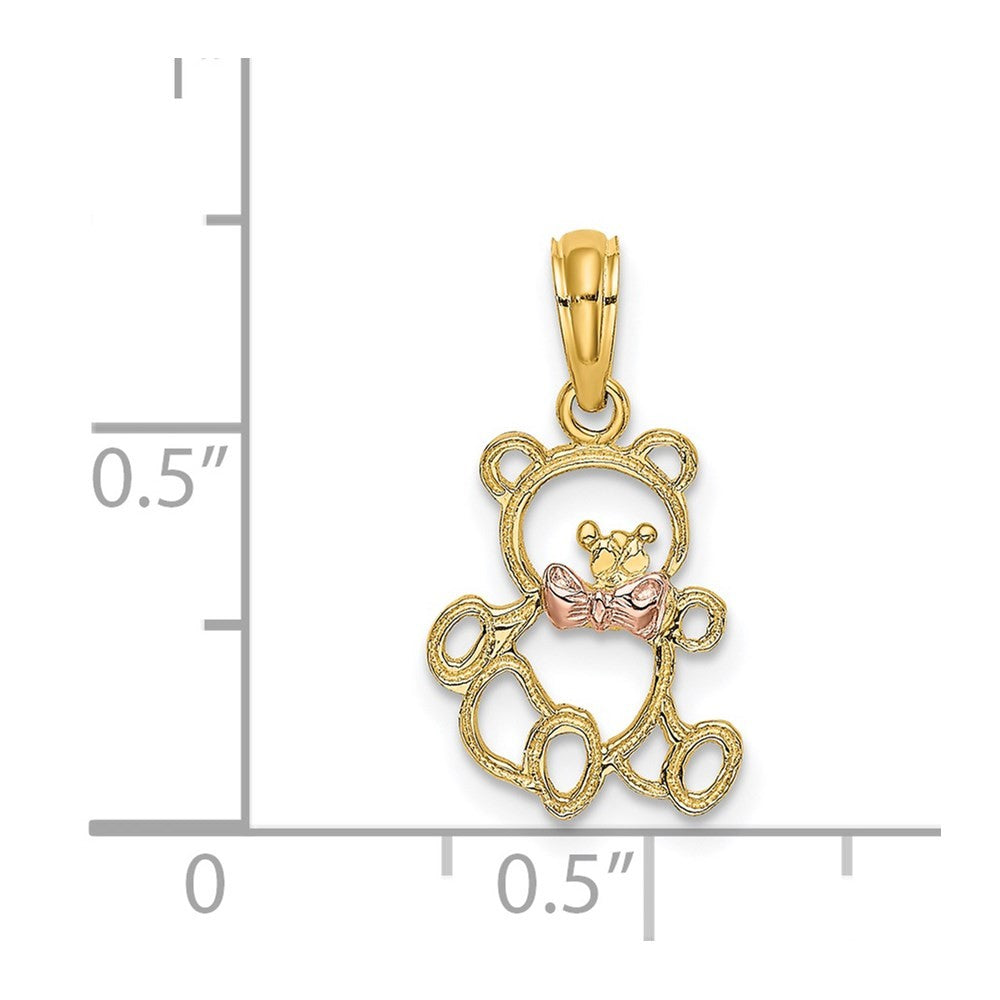 14k Two-Tone Cut-out Teddy Bear with Bow Tie Charm