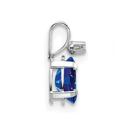 14k White Gold Diamond and Sapphire Birthstone Pendant