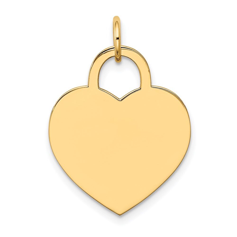 14k Yellow Gold Large Engravable Heart Charm Pendant for Women