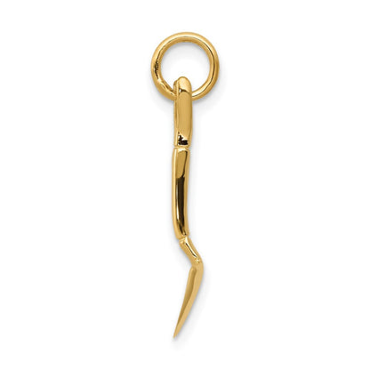 14k Yellow Gold 3-D Spade Charm Pendant for Women