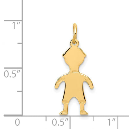 14k Yellow Gold .011 Depth Engravable Boy Charm Pendant for Women