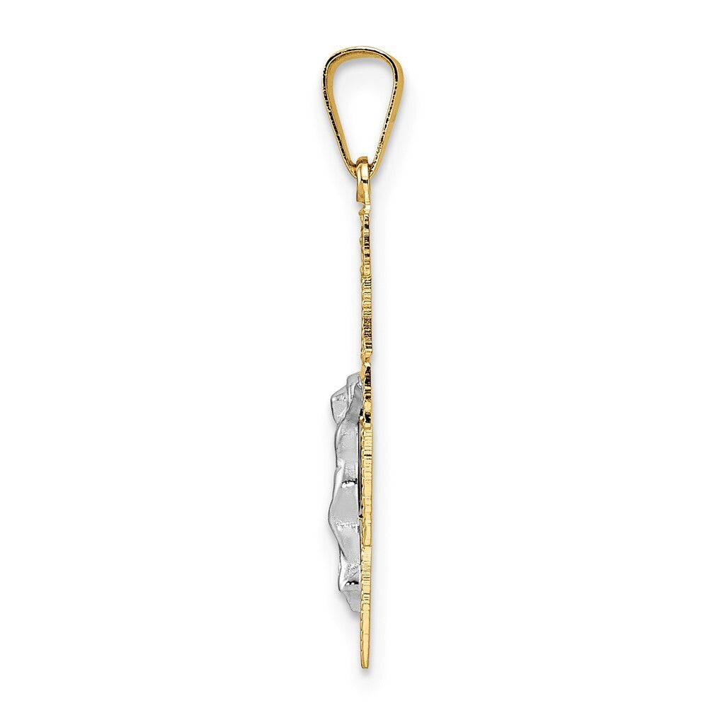 14k Two-tone Gold Solid Crucifix Pendant for Women