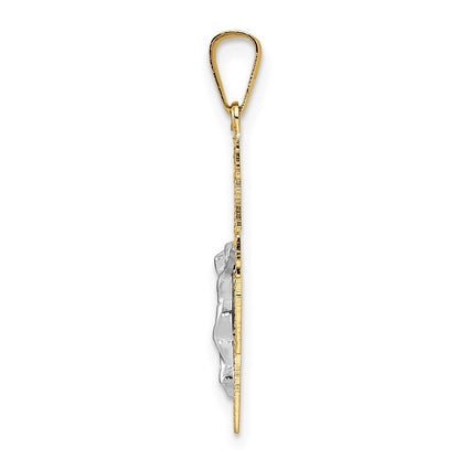 14k Two-tone Gold Solid Crucifix Pendant for Women
