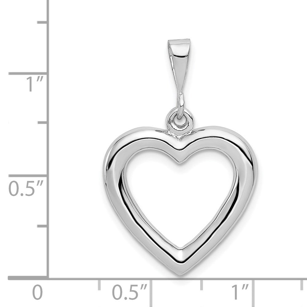 14k White Gold Solid Polished Heart Pendant